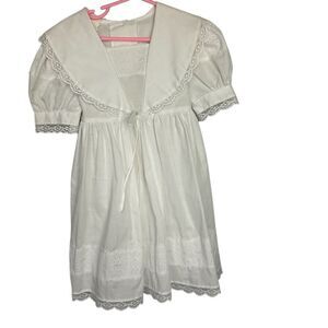 Bonnie Jean Girls Vintage White Dress Size 5 Party Sailor Collar EUC